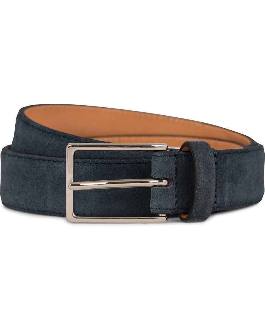 oscar jacobson suede belt 3 cm navy l9j94